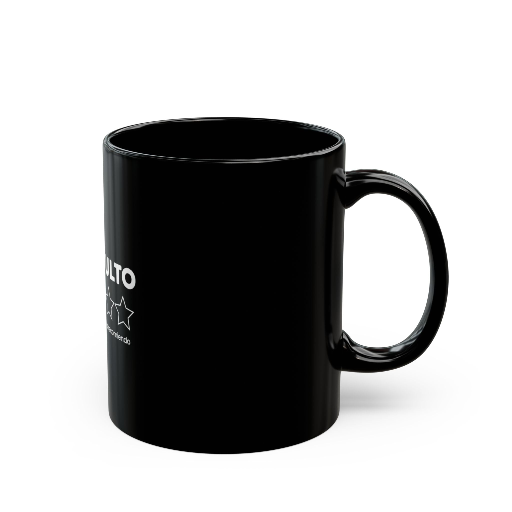 Black Ceramic Mug — "Ser Adulto: 1 Star — Horrible experiencia, no lo recomiendo" (Funny Spanish Adulting Coffee Cup)