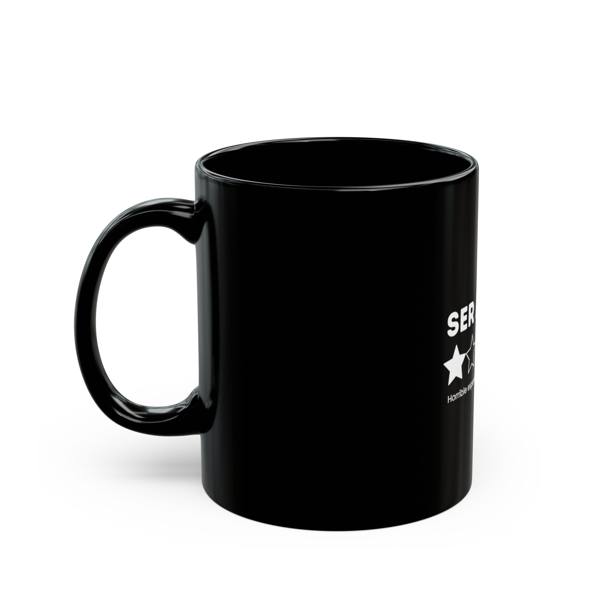 Black Ceramic Mug — "Ser Adulto: 1 Star — Horrible experiencia, no lo recomiendo" (Funny Spanish Adulting Coffee Cup)
